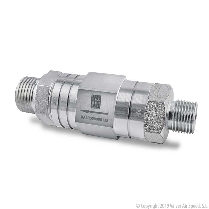 Alu check valve M-M 1/2" x 3/8" - 50 mm