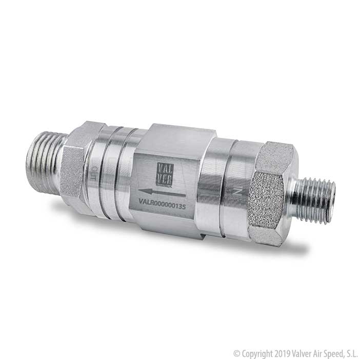 Alu check valve M-M 1/2" x 1/4" - 50 mm