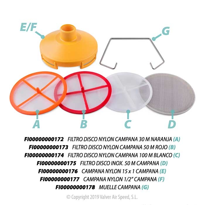 FILTRO DISCO NYLON CAMPANA 30 M NARANJA