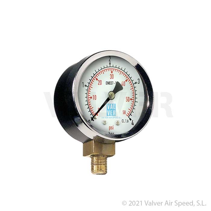 Glass pressure gauge 4kg bottom connect