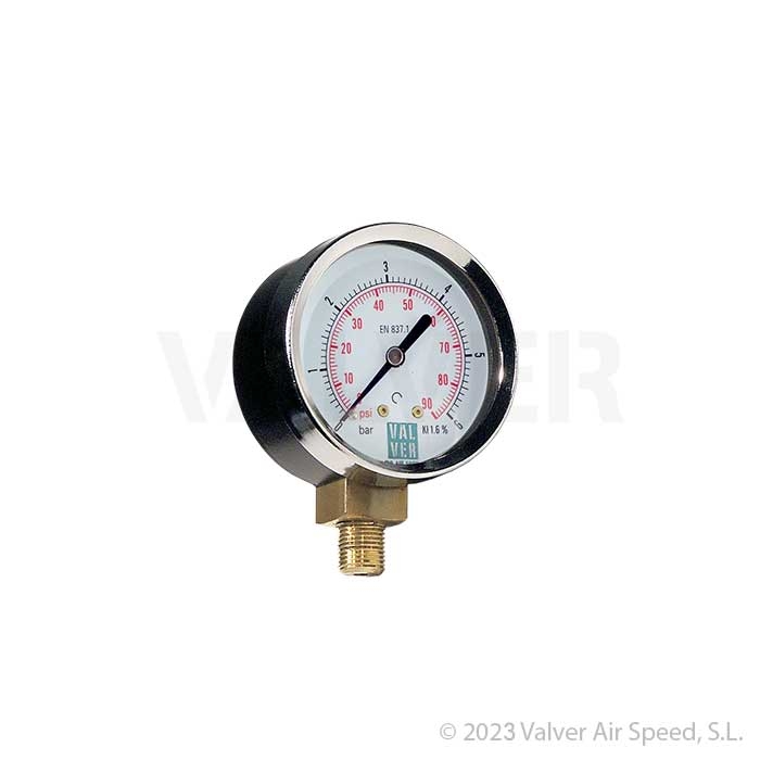 Glass pressure gauge 6kg bottom connect